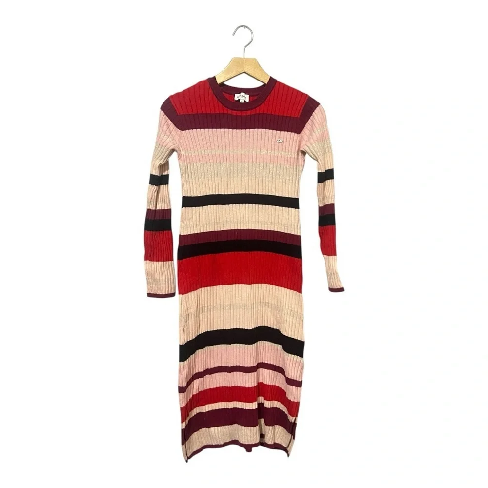 Sonia Rykiel Paris Girl's Knit Dress Size 12 Stripes Long Sleeves Modest Ribbed
